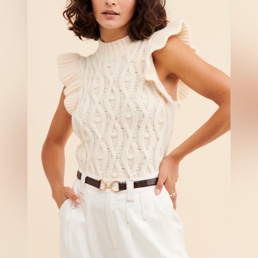 Line + Dot Ruffle Sweater Tank - S